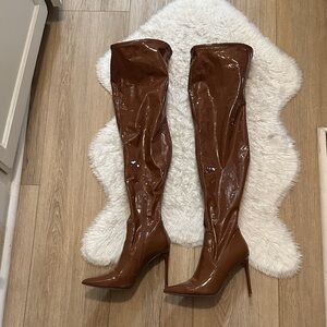 Steve Madden Glossy Tan Over-the-Knee Boots